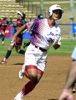 Saito rounds third for home in Japan-U.S. softball